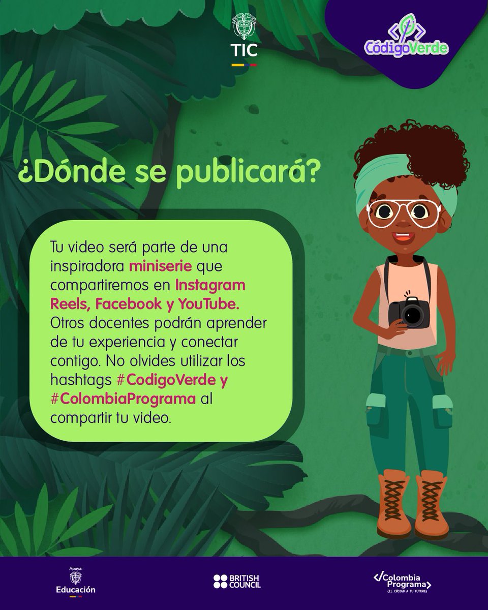 Ministerio_TIC's tweet photo. ¡Docentes de Código Verde! ⏳ Última semana para compartir su experiencia de pensamiento computacional. 🎥 Sube tu video y muestra cómo aplicas la metodología en el aula. Usa #CodigoVerde y #ColombiaPrograma para conectar con otros maestros. ¡Fecha límite: 8 de noviembre! https://t.co/sgIhLsck0Y