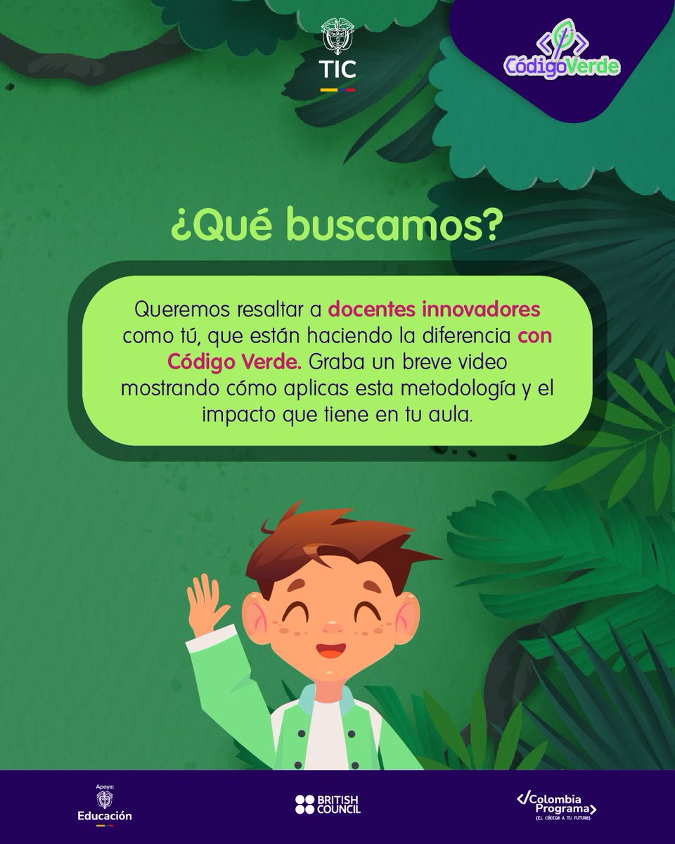 Ministerio_TIC's tweet photo. ¡Docentes de Código Verde! ⏳ Última semana para compartir su experiencia de pensamiento computacional. 🎥 Sube tu video y muestra cómo aplicas la metodología en el aula. Usa #CodigoVerde y #ColombiaPrograma para conectar con otros maestros. ¡Fecha límite: 8 de noviembre! https://t.co/sgIhLsck0Y