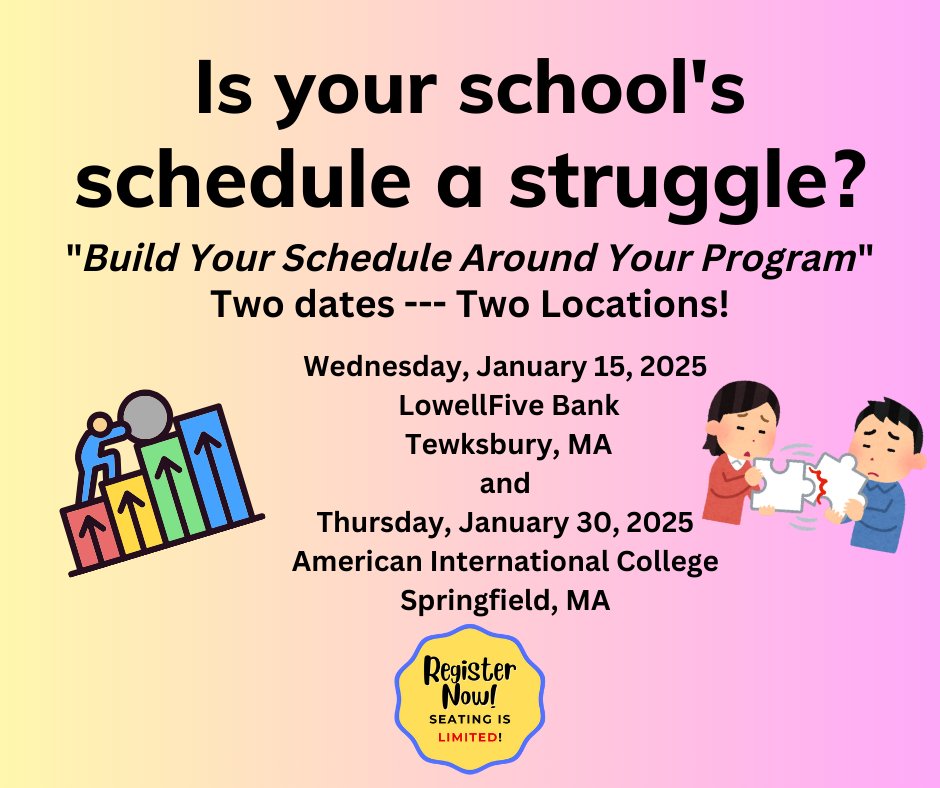 Registration is now open for both of our "Build Your Schedule Around Your Progam" workshops. We have two workshops scheduled.

For more information and registration, visit our website at nelms.org/schedule