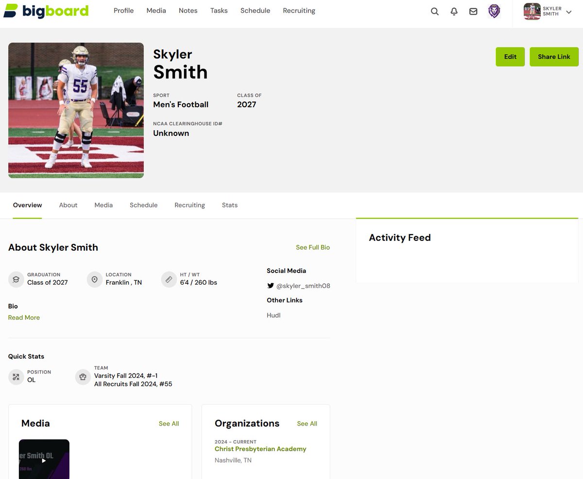 The BigBoard (@bigboardsports) on Twitter photo 6β4β 260# 2027 LT <a href="/Skyler_smith08/">Skyler Smith</a> has great athleticism, change of direction, and the important ability to finish blocks. Heβs an impactful starting Sophomore with a tremendous upside for <a href="/CPAFootball/">CPA Lions Football</a>
platform.bigboardsports.com/User/Profile/1β¦ 6β4β 260# 2027 LT <a href="/Skyler_smith08/">Skyler Smith</a> has great athleticism, change of direction, and the important ability to finish blocks. Heβs an impactful starting Sophomore with a tremendous upside for <a href="/CPAFootball/">CPA Lions Football</a>
platform.bigboardsports.com/User/Profile/1β¦