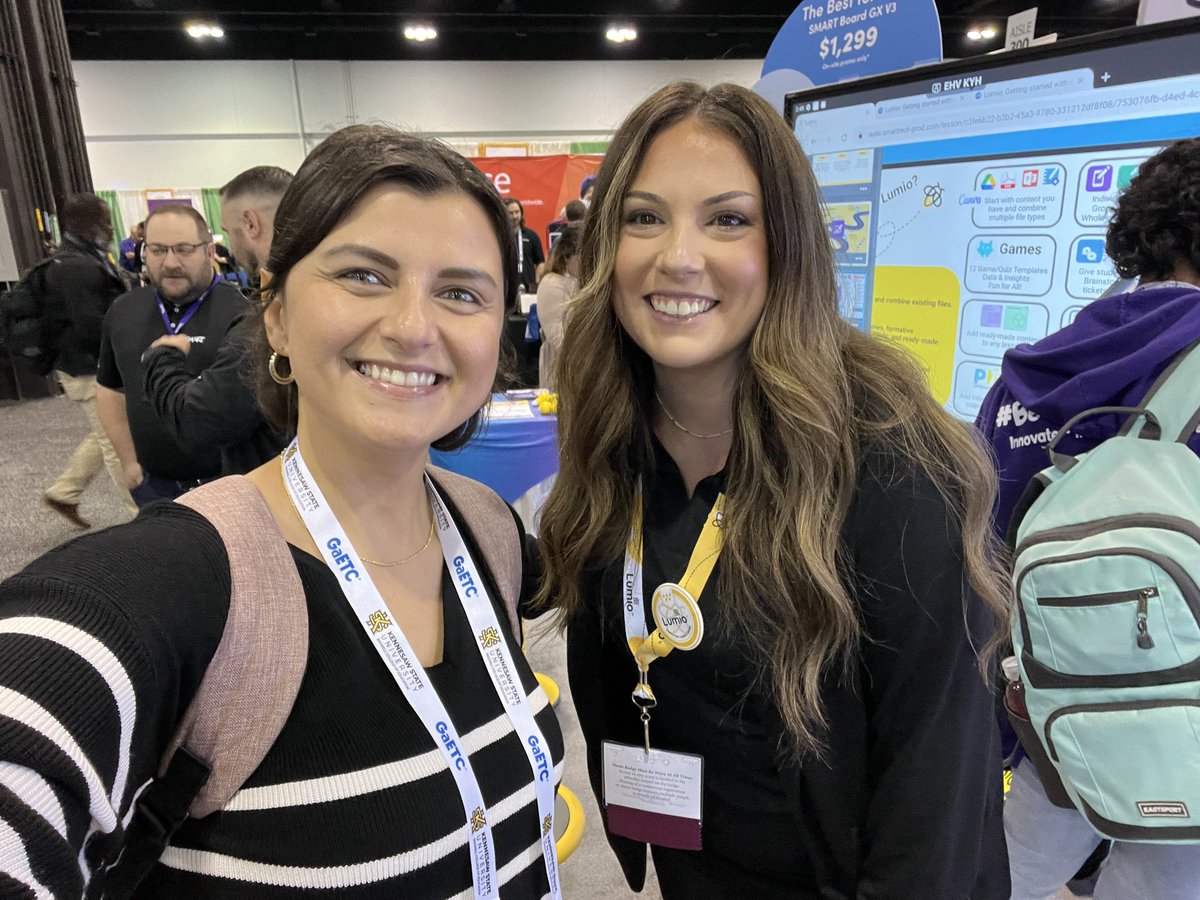 dzebo_m's tweet photo. So nice seeing @EdTechKelli again at the Lumio booth today! Love learning about all the different interactive &amp; accessibility features using @LumioSocial ! #edurockstars #gaetc24 https://t.co/dYbZ3yi3dU