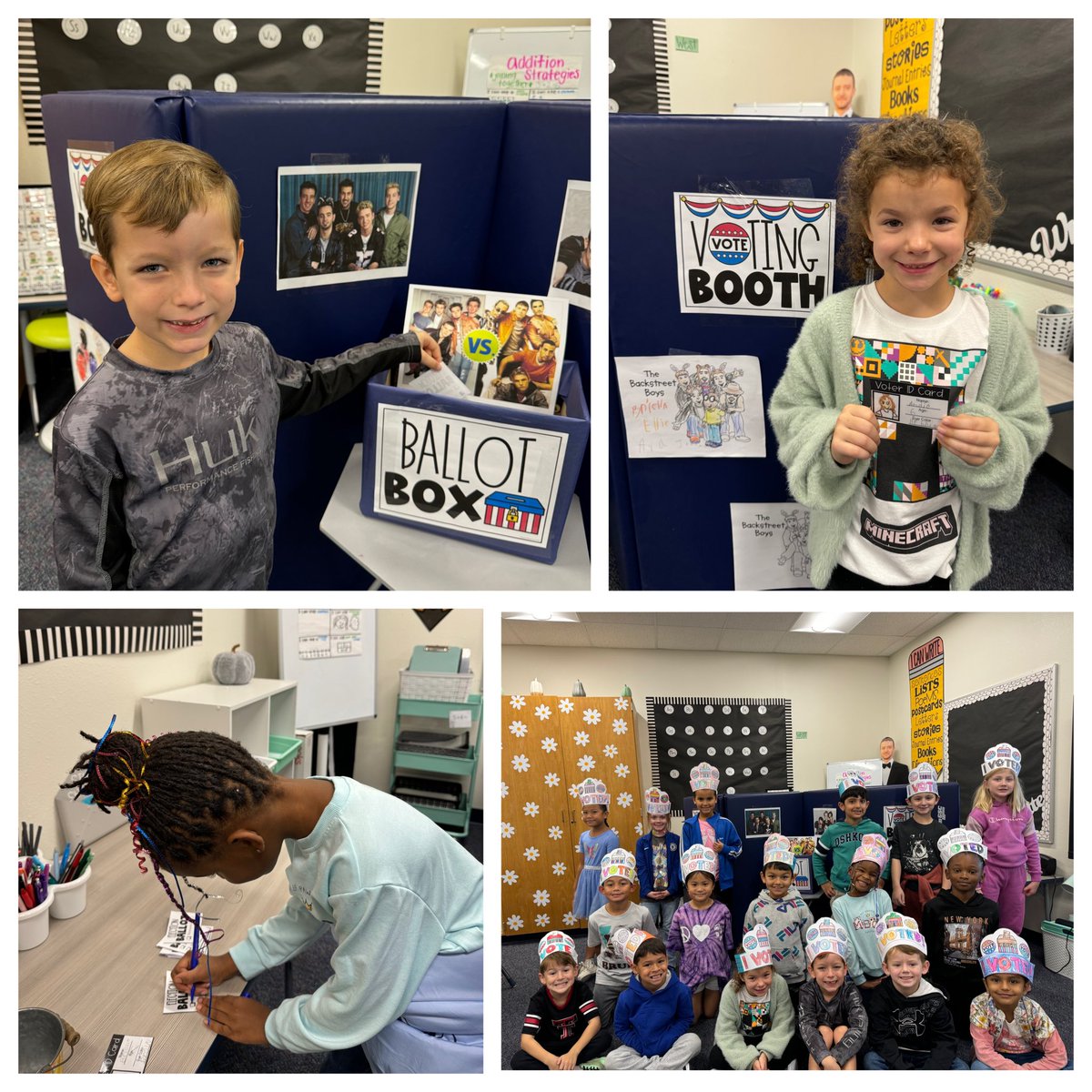 mssears5's tweet photo. My first grade babies (and our visitors) went to the polls today. We discussed what an election is, who are the candidates and how to fill out a ballot. They chose the party they wanted to support and created posters to campaign for them.
Results coming soon
#itsaslaughterthing https://t.co/vE59TlLzSz