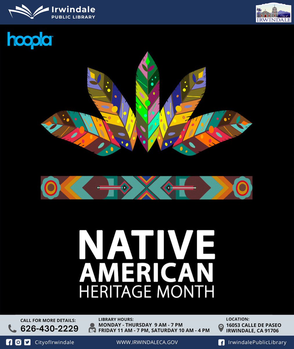 Celebrate #NativeAmericanHeritageMonth with Hoopla’s collection of titles. Hoopla content is always free and available instantly to Irwindale Public Library cardholders! ⁣
⁣
👉🏼 hoopladigital.com/collection/164… 👈🏼⁣