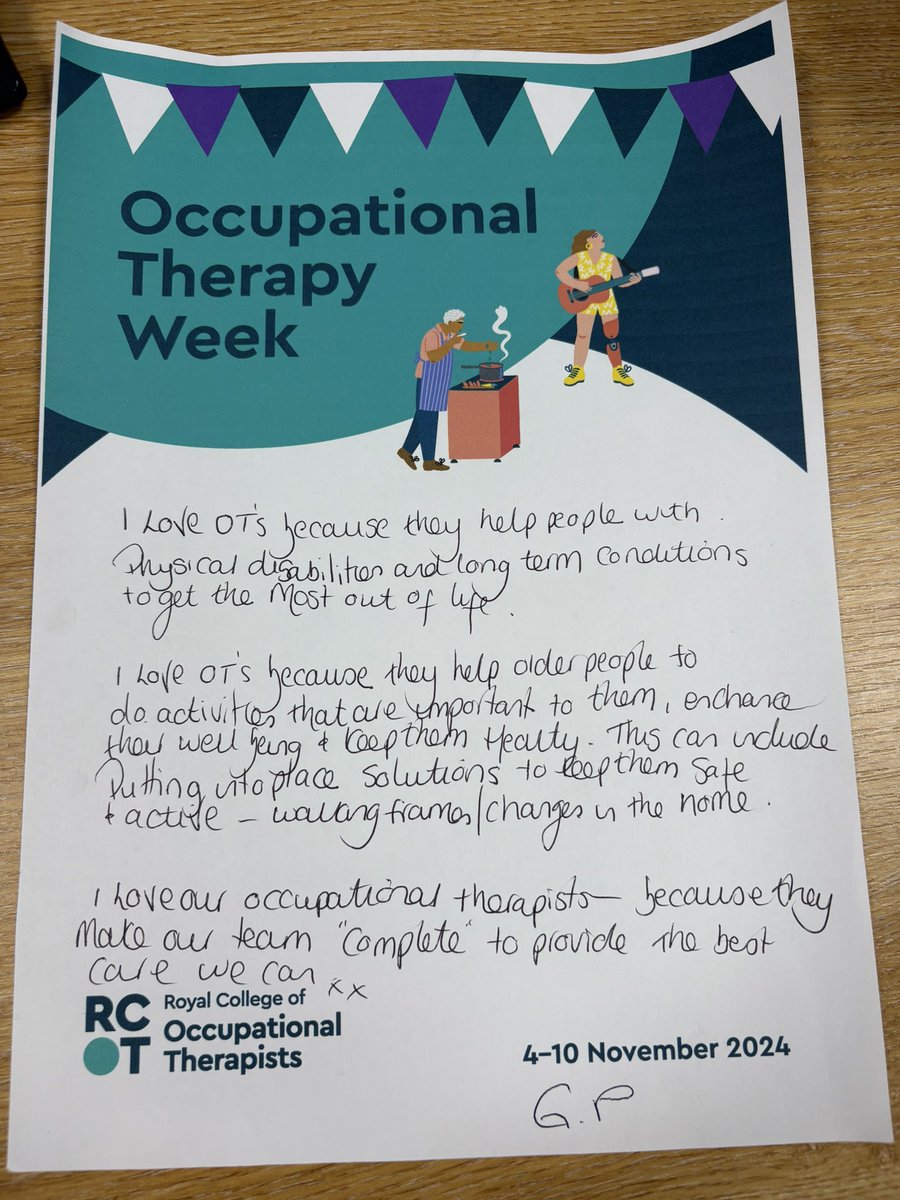 TaraConvery's tweet photo. Enjoyed celebrating OT week and gathering feedback from our lovely Primary Care Colleagues about why they love OT and the benefits the role brings to Primary Care 🩷 #OTWeek2024  @Jorobinson79 @cwtraininghub @CandWAHPs @emmagregoryPT @MattacolaLizi https://t.co/73FyPyYTwB
