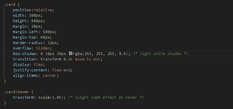 dunamis25172's tweet image. 😍Day 6 of my 30 Days of Coding Challenge!
Today, I turned an image into a card:
1.Added a box shadow for depth
2.Applied a hover zoom effect
3.Centered it on the page using Flexbox
Loving the progress! 💻
#30DaysOfCodingChallenge
#WomenInTech 
#GirlsWhoCode

@Witi_Uganda