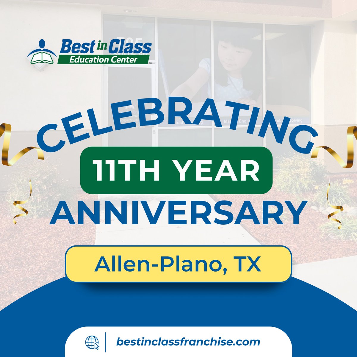 BestInClassEdu's tweet photo. Happy 11th Year Anniversary, Allen-Plano, TX! 🥳🎉

From day one to today, it’s been an amazing journey of progress, teamwork, and growth. Let’s keep the momentum going as we look forward to an even brighter future together! 🎂✨ 

Here's to celebrating the past and embracing the future with excitement!

Celebrate with us at Best in Class Education! Learn More:
https://t.co/NYBs5k80MS

#BestInClassEducation #BestinClassFranchise #Anniversary