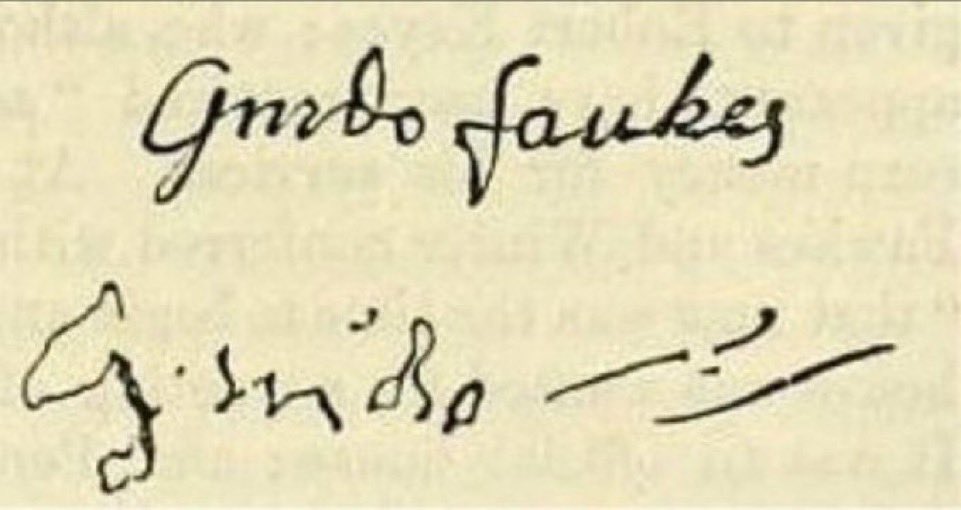 Guy Fawkes’ signature before &amp; after arm-wrestling Gary Barlow’s large son