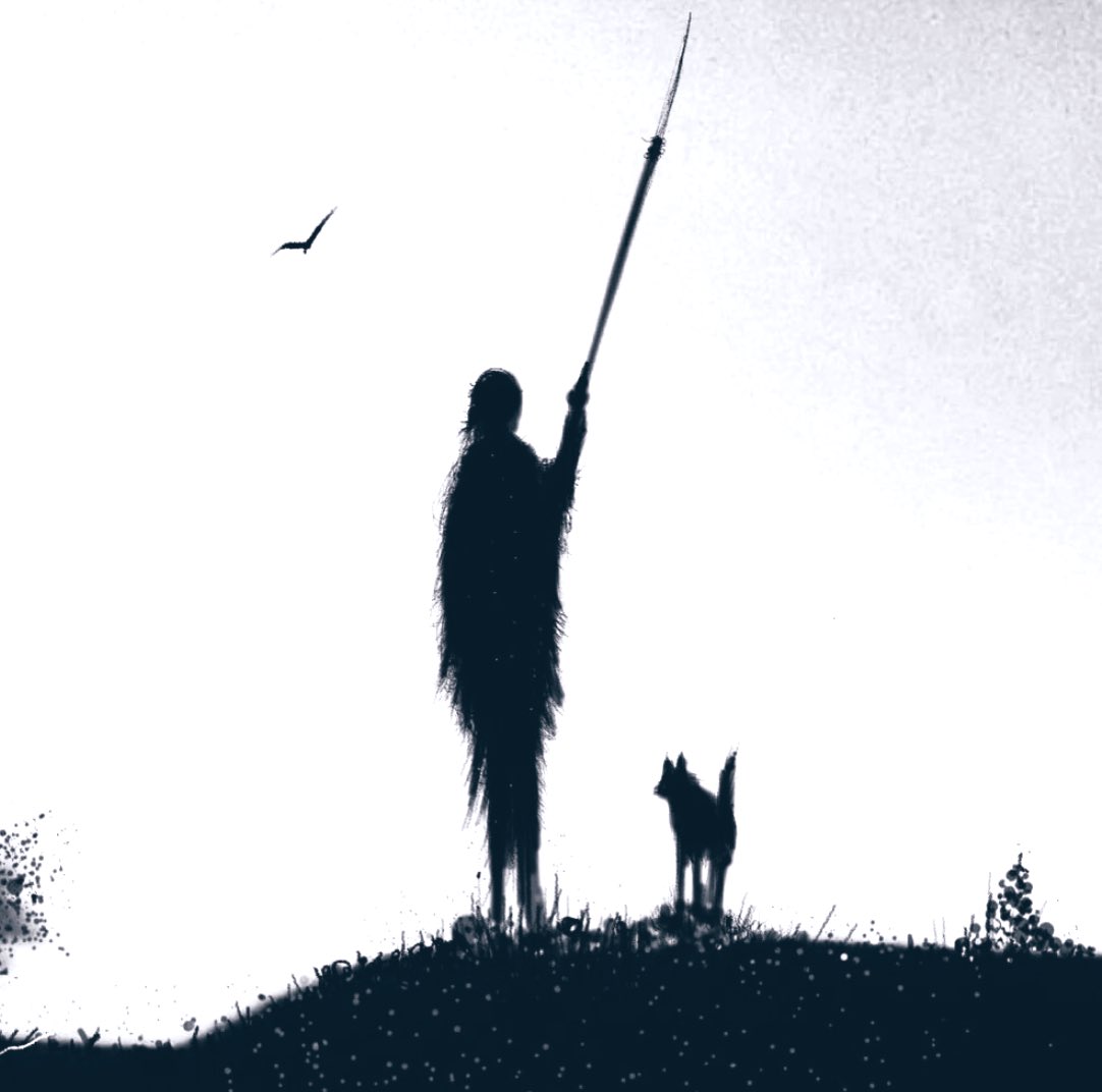 #رسمة_توضحية
أستانس الإنسان القديم الكلب لحاجة الصيد وحراسةواستناسه سبق الأغنام والجمال والابقار والخيل .