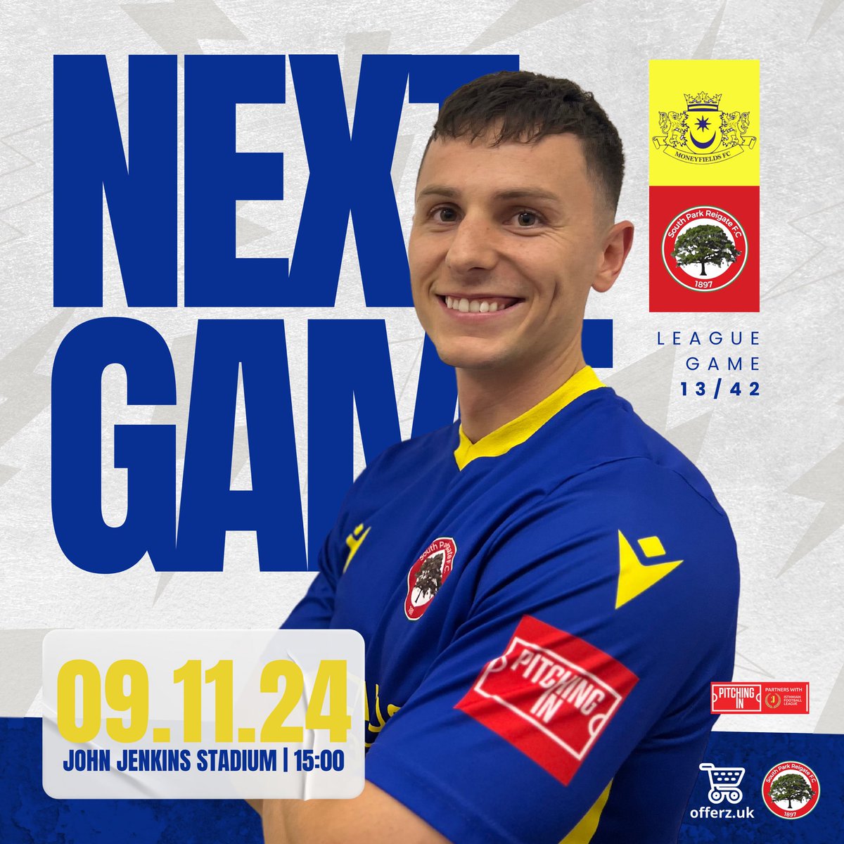 ⚡️| 𝗡𝗘𝗫𝗧 𝗚𝗔𝗠𝗘 

It’s a Portsmouth away day for Kember’s 1st game in charge 👏

🆚 <a href="/MONEYFIELDSFC/">Moneyfields FC</a> 
📆 Saturday 9th November
⌚️ 15:00 KO
🏟 John Jenkins Stadium | PO3 6LA
🏆 <a href="/IsthmianLeague/">The Pitching In Isthmian League</a> South Central
💸 Adults £10 | Concess £6 | U12 FREE with a fully paying adult