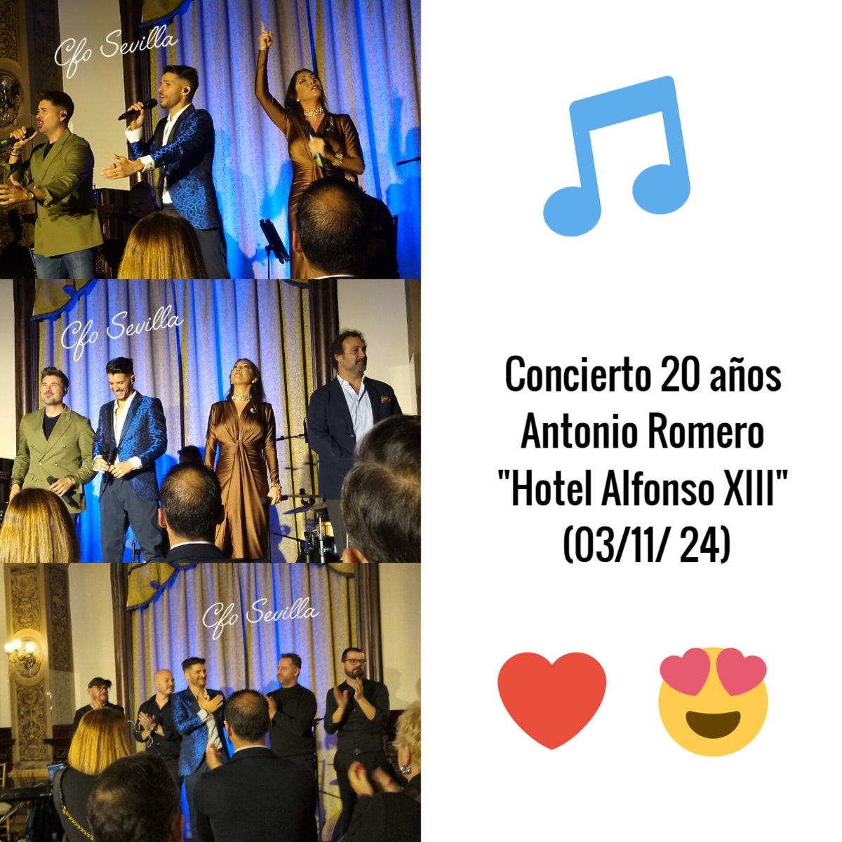 Os dejamos algunas fotos del concierto 20 años que ofreció Antonio Romero en el "HOTEL ALFONSO XIII" (Sevilla) 03/11/24