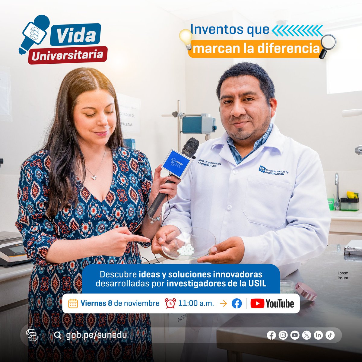 #VidaUniversitaria 🎤 llega a la <a href="/_USIL/">USIL</a> para presentarte, en exclusiva, los inventos que apuntan a hacer nuestra vida más sencilla. ✨

📣 Viernes 8 de noviembre.
⏰ 11:00 a. m.
🚨 Vía Facebook y YouTube.