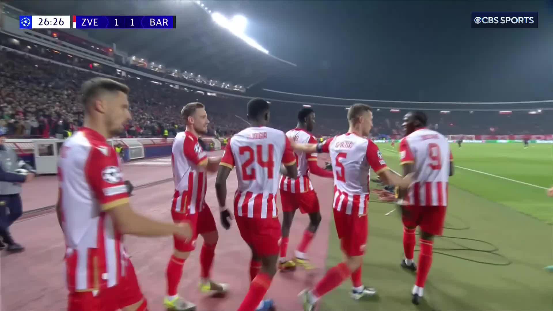 Silas Katompa Mvumpa with a beautiful finish to equalizer for Crvena zvezda 👏