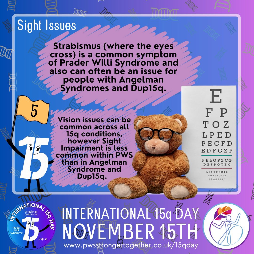 Vision issues are common across 15q conditions.   

#praderwillisyndrome #angelmansyndrome
#dup15q
