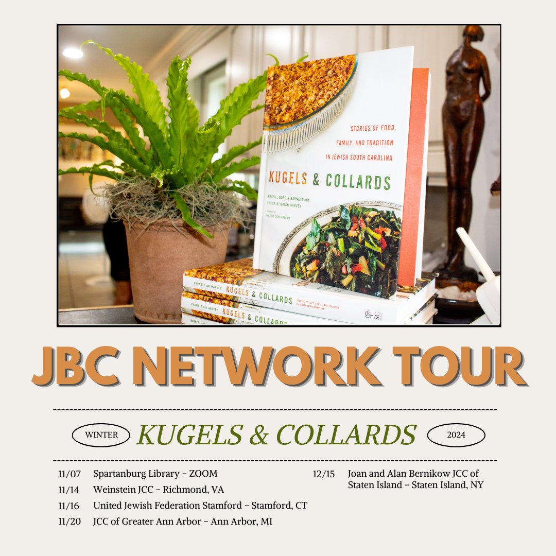 University of South Carolina Press (@uscpress) on Twitter photo Starting tomorrow, Kugels & Collards start their tour with the Jewish Book Council! The first event is tomorrow via Zoom for a virtual lecture from Rachel Barnett with the <a href="/sptbglibraries/">Spartanburg Library</a> so tune in! infodepot.org/Events?trumbaE… Starting tomorrow, Kugels & Collards start their tour with the Jewish Book Council! The first event is tomorrow via Zoom for a virtual lecture from Rachel Barnett with the <a href="/sptbglibraries/">Spartanburg Library</a> so tune in! infodepot.org/Events?trumbaE…