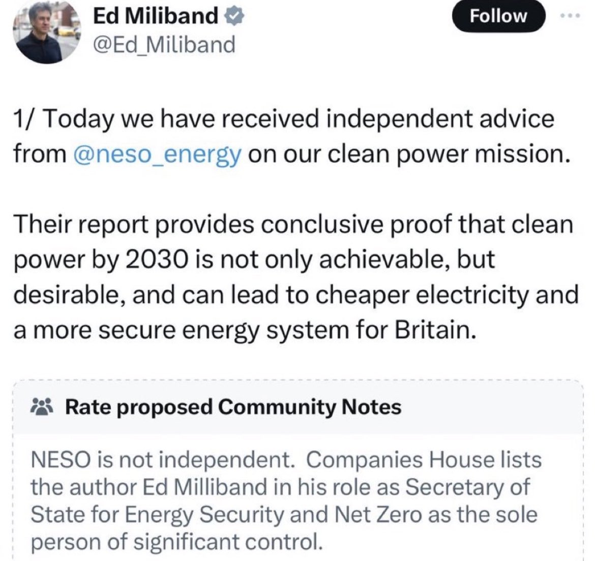 PhoneixReloaded's tweet image. ED MILLIBAND EXPOSED AS CORRUPT CHARLATAN SCAMMING AND PERSONALLY EMBEZZLING PUBLIC FUNDS VIA FRAUDULENT CLIMATE EMERGENCY ORGANISATION !

The National Energy System Operator ( NESO ) is a independent expert and impartial body which will begin to take control across the…