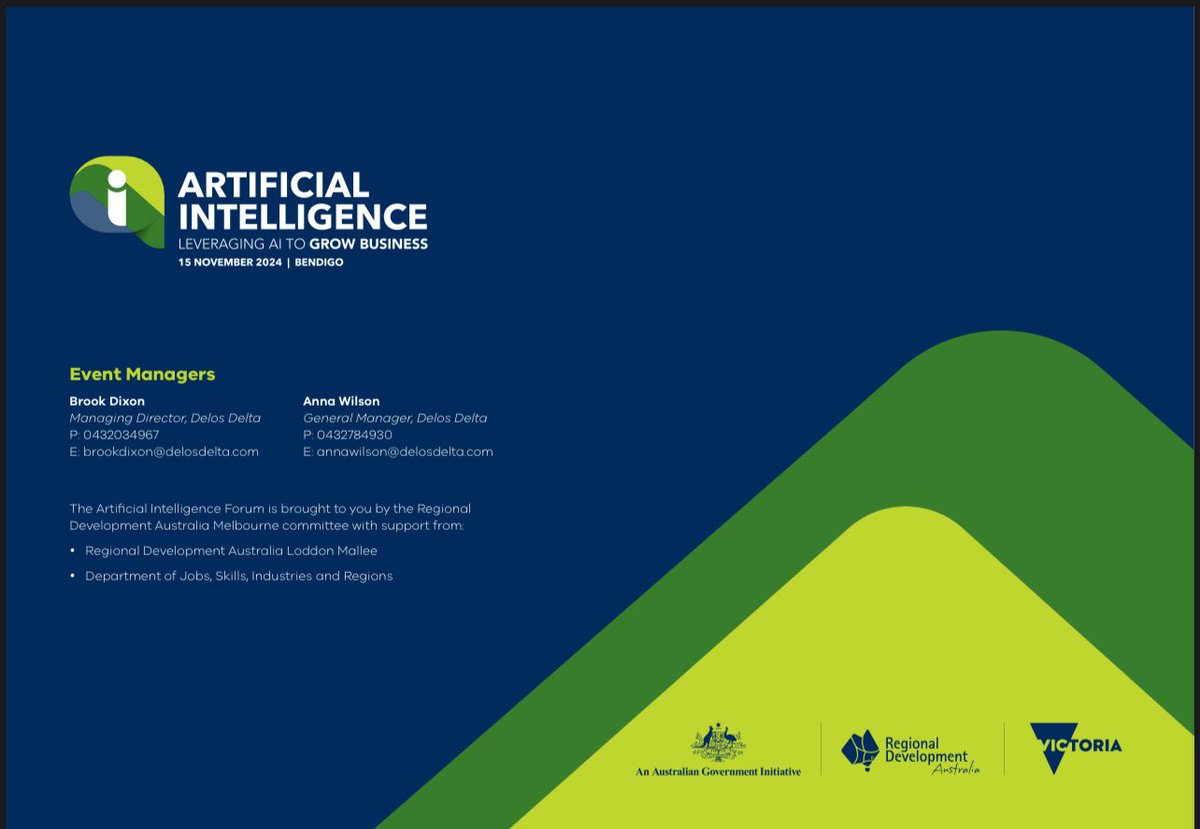 Leveraging Artificial Intelligence for Business with a Regional Victoria focus <a href="/VicGovAu/">Victorian Government</a> <a href="/Global_Vic/">Global Victoria</a> <a href="/businessvic/">Business Victoria</a> <a href="/latrobebendigo/">La Trobe University Bendigo</a> <a href="/GreaterBendigo/">CityofGreaterBendigo</a> <a href="/WINNews_Ben/">WIN News Bendigo</a> <a href="/InvestVictoria/">Invest Victoria</a>