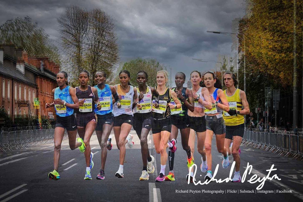 The top 10 women in the Dublin Marathon 2024.

From L to R: Asmirach Nega,  Sorome Negash, Grete Dukale, Genet Abdurkadir, Gladys Jemiyo, Anne Marie Mc Glynn, Irene Jeroben, Aoife Kilgallon, Grace Lynch, and Gladys Ganiel.