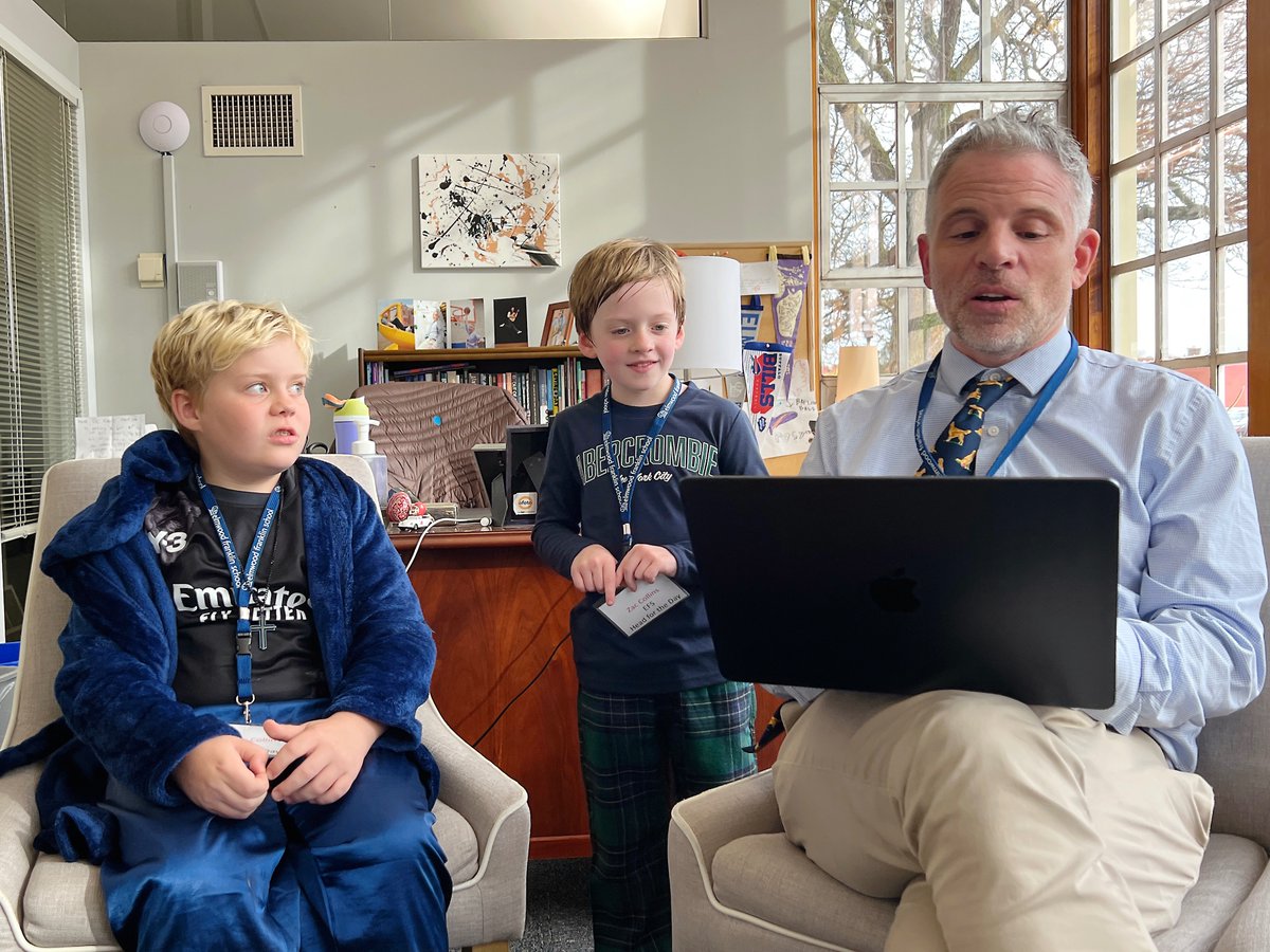 ElmwoodFranklin's tweet image. Today, Elmwood Franklin had not one, but two Heads for the Day—4th grader Madoc &amp;amp; 1st grader Zac! They set the dress code, chose lunch, greeted students, gave announcements, delivered birthday cards, and wrote a letter to the EFS community! #thinkingbeyond #elmwoodfranklin