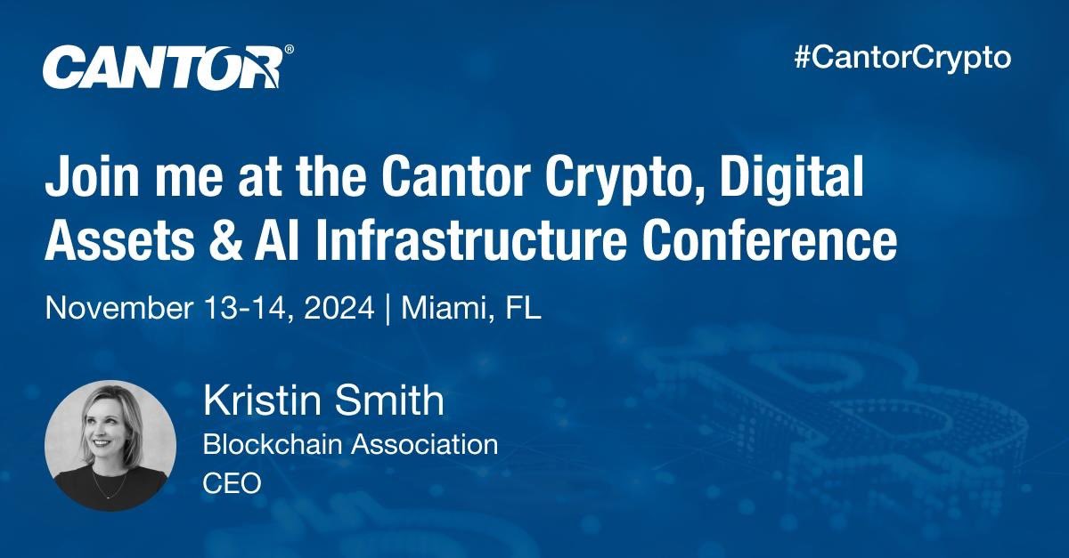 KMSmithDC's tweet image. Following this week&apos;s historic crypto election, I&apos;m honored to speak at next week&apos;s #CantorCrypto Digital Assets &amp;amp; AI Infrastructure Conference in Miami. I hope to see you there!     
cantor.com/conference/cry…