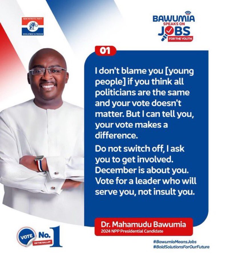 The month of December is dedicated to you; cast your vote for Dr. Bawumia. Remain engaged and participate actively in the voting process for Dr. Bawumia.
 #Votenumber1
#ItIsPossible 
#Bawumia2024 
#BawumiaForPresident 
#BoldSolutionsForOurFuture