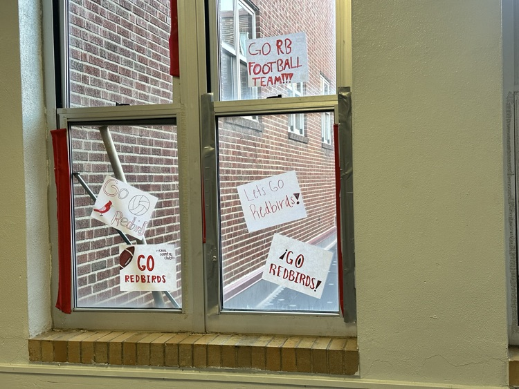 The Class of 2025 Seniors decorating the halls with posters for cross country sectionals and football playoffs, and Redbird Annual decorating store fronts with posters! GO REDBIRDS!! WE ARE SO PROUD OF YOU!!!