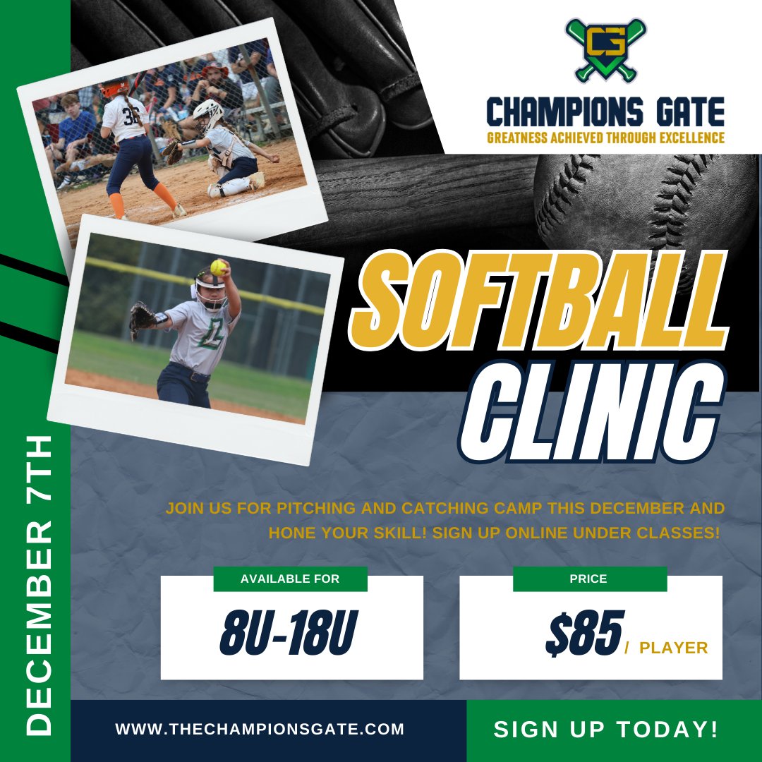 🚨We are excited to have our Pitching and Catching Camps back this winter! Sign up today for your age group and continue to grow in the off season! 🥎 #softball #training #workhard #baseball #loveofthegame
