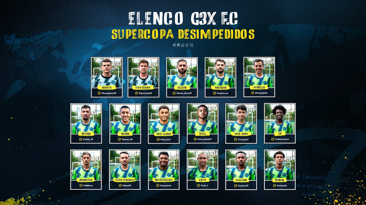 g3xFC's tweet photo. É oficial: nosso elenco está fechado! 🔒

Conheçam os jogadores que representarão o G3X FC na Super Copa @desimpedidos 🏆

Contamos com a força e apoio de toda a Tribo 🔵 https://t.co/Cwyukcw9oB