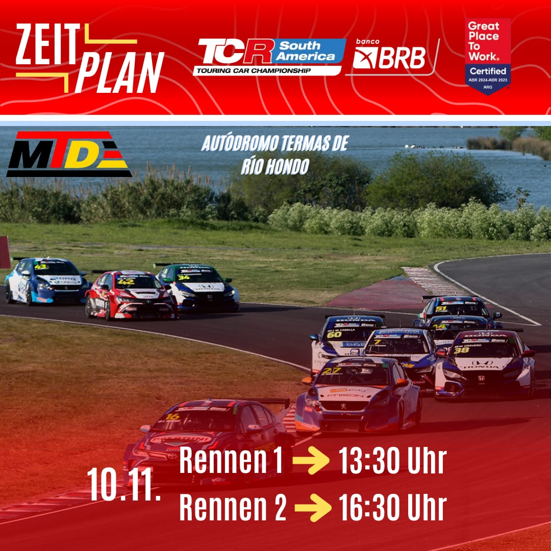 Das vorletzte Rennwochenende der <a href="/tcrsouthamerica/">TCR South America</a> steht an. Diesmal geht es auf sie 4,806km lange Strecke in Termas de Río Hondo. 
Beide Rennen live mit deutschen Kommentar auf unserem YouTube Account (Link in Bio)

#tcrsouthamerica #Motorsport #TCRSeries #MotorsportTelevisionDE