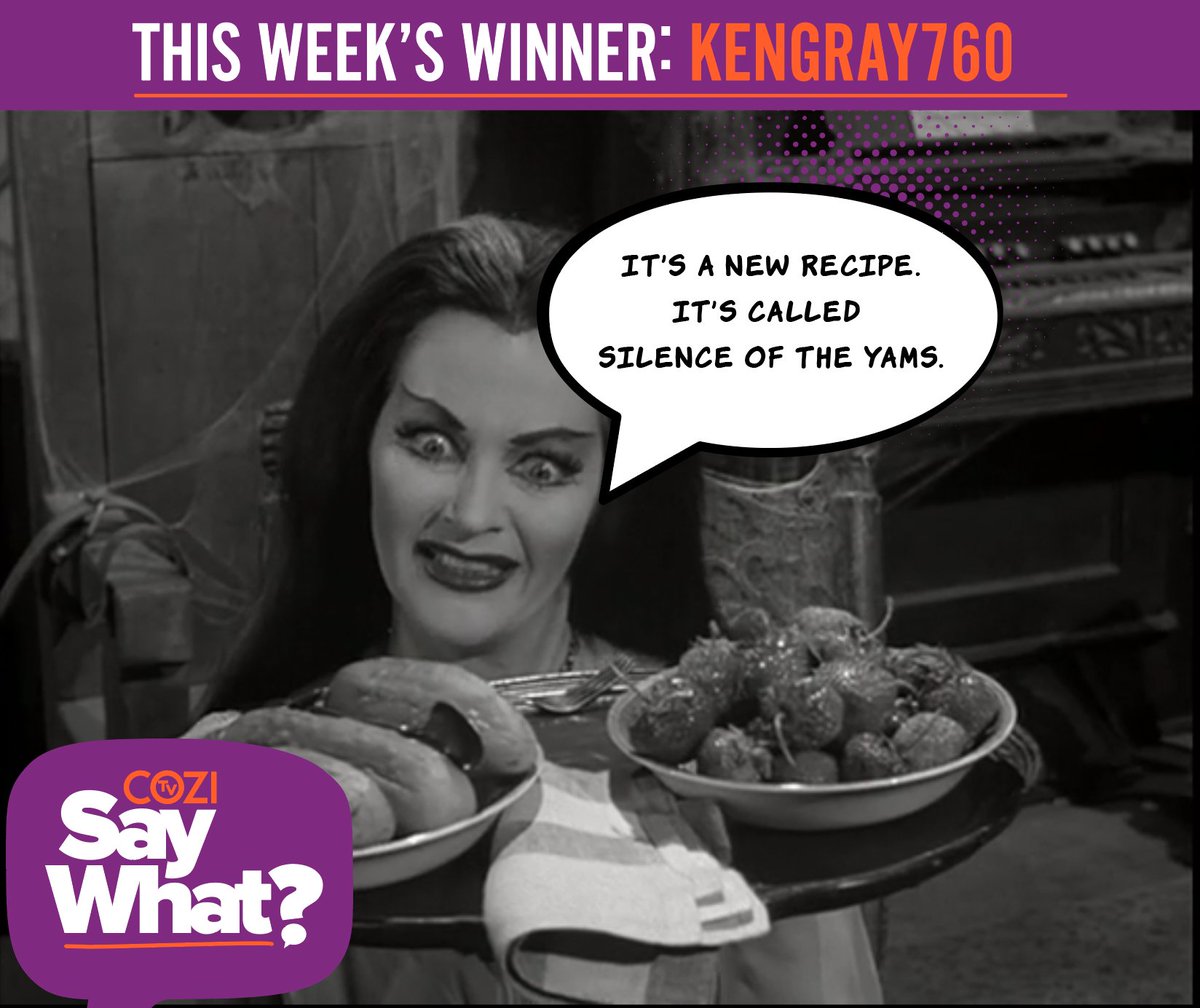 Eyeballs and new diets were fun but for this week's #COZISayWHAT this quip captured a nice horror thanksgiving vibe to get us ready for the holidays. Let's give a round of applause to Instagram follower KENGRAY760, winner of a COZI TV LILY WALLET! 👏👏👏