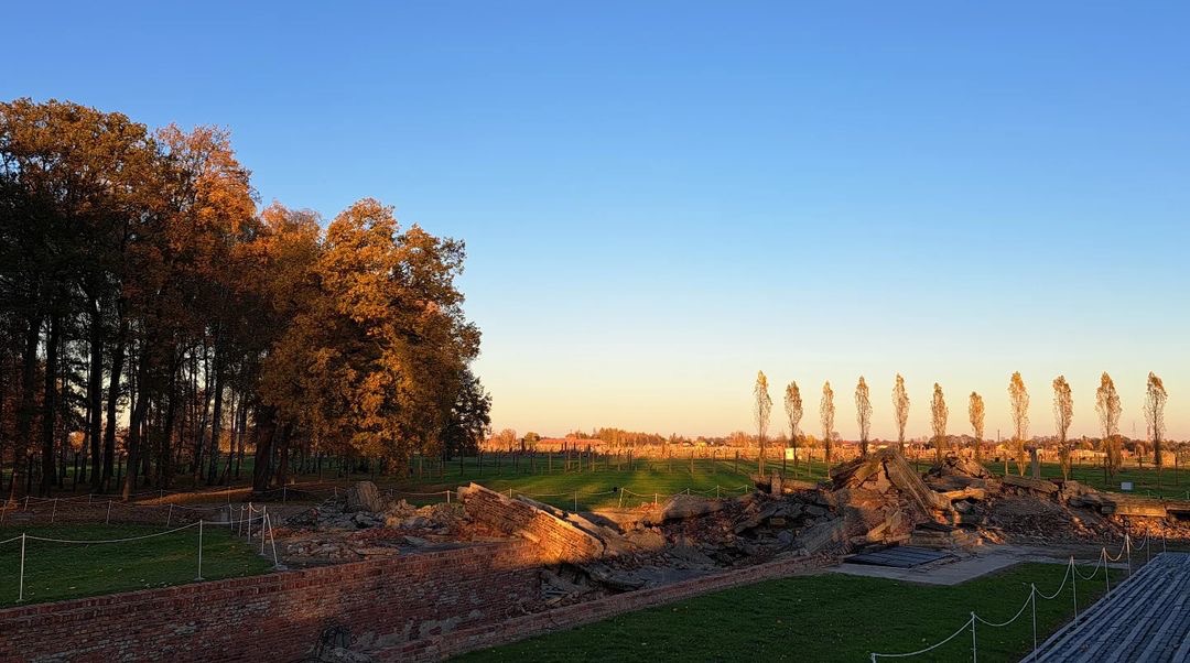 Ruins of gas chamber and crematorium III at the site of the former Auschwitz II-Birkenau camp.

Underground, there was an undressing space and a 210-square-meter gas chamber. Zyklon B was thrown through the holes in the ceiling into special wire mesh columns. The crematorium on