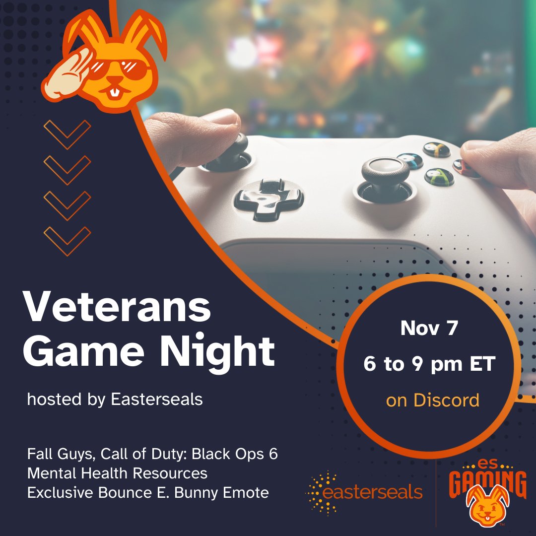 ESPORTS Trade Association (@esportstassoc) on Twitter photo 📣 Veterans, join us for Game Night! 🎮 Connect with <a href="/eastersealsHQ/">Easterseals HQ</a> Gaming, <a href="/WarriorGmr/">Warrior GMR Foundation</a>, and more on Discord for a night of gaming and camaraderie! Register here 👉 lnkd.in/enyv3KUJ
#Veterans #Easterseals #VideoGames #Discord #VeteranSupport #GameNight #GamingCommunity 📣 Veterans, join us for Game Night! 🎮 Connect with <a href="/eastersealsHQ/">Easterseals HQ</a> Gaming, <a href="/WarriorGmr/">Warrior GMR Foundation</a>, and more on Discord for a night of gaming and camaraderie! Register here 👉 lnkd.in/enyv3KUJ
#Veterans #Easterseals #VideoGames #Discord #VeteranSupport #GameNight #GamingCommunity