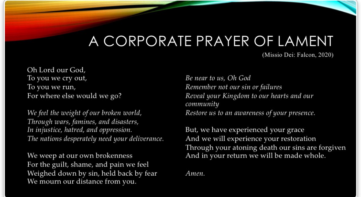 I was supposed to give an example presentation on Grief and Lament tomorrow in my Psychology &amp; Christianity class tomorrow. It’s not happening because of other reasons, but it feels appropriate right now.
