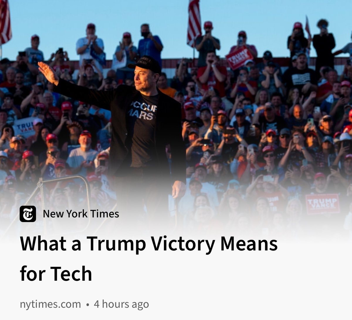 Predictions from <a href="/kevinroose/">Kevin Roose</a> for what <a href="/realDonaldTrump/">Donald J. Trump</a> 's win means for tech is one of today's most upvoted reads on Smashing