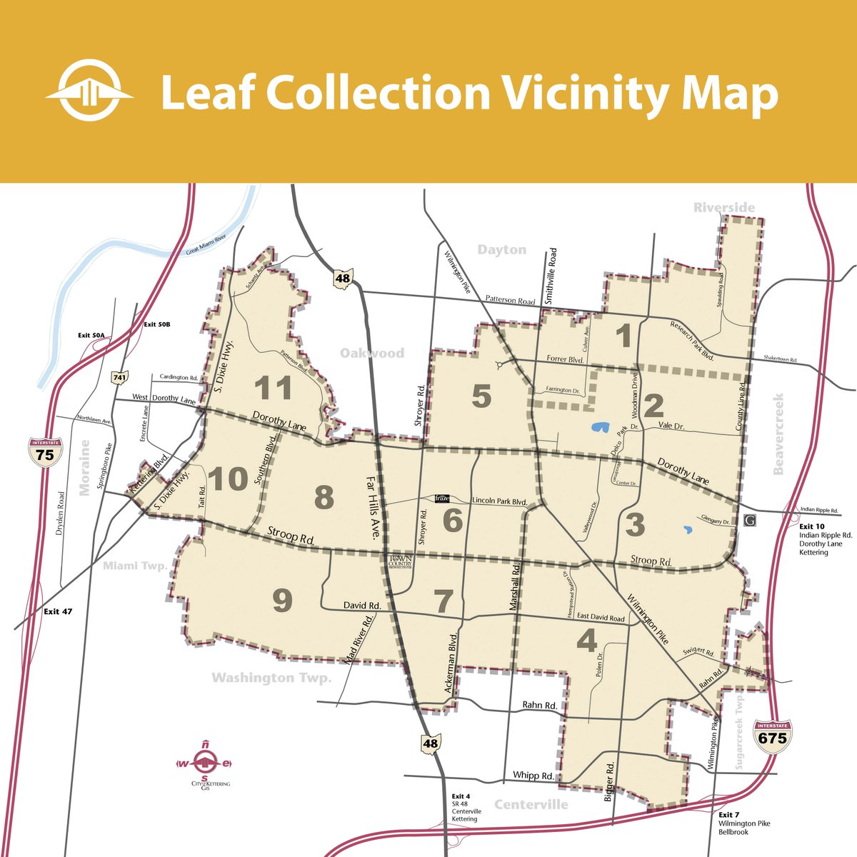 Leaf Collection Update: On Thursday, Nov. 7, crews will work in District 11 and possibly District 1. Do not mix tree branches or brush in with your leaves. ketteringoh.org/residential-le…… will continue collecting through Dec. 2