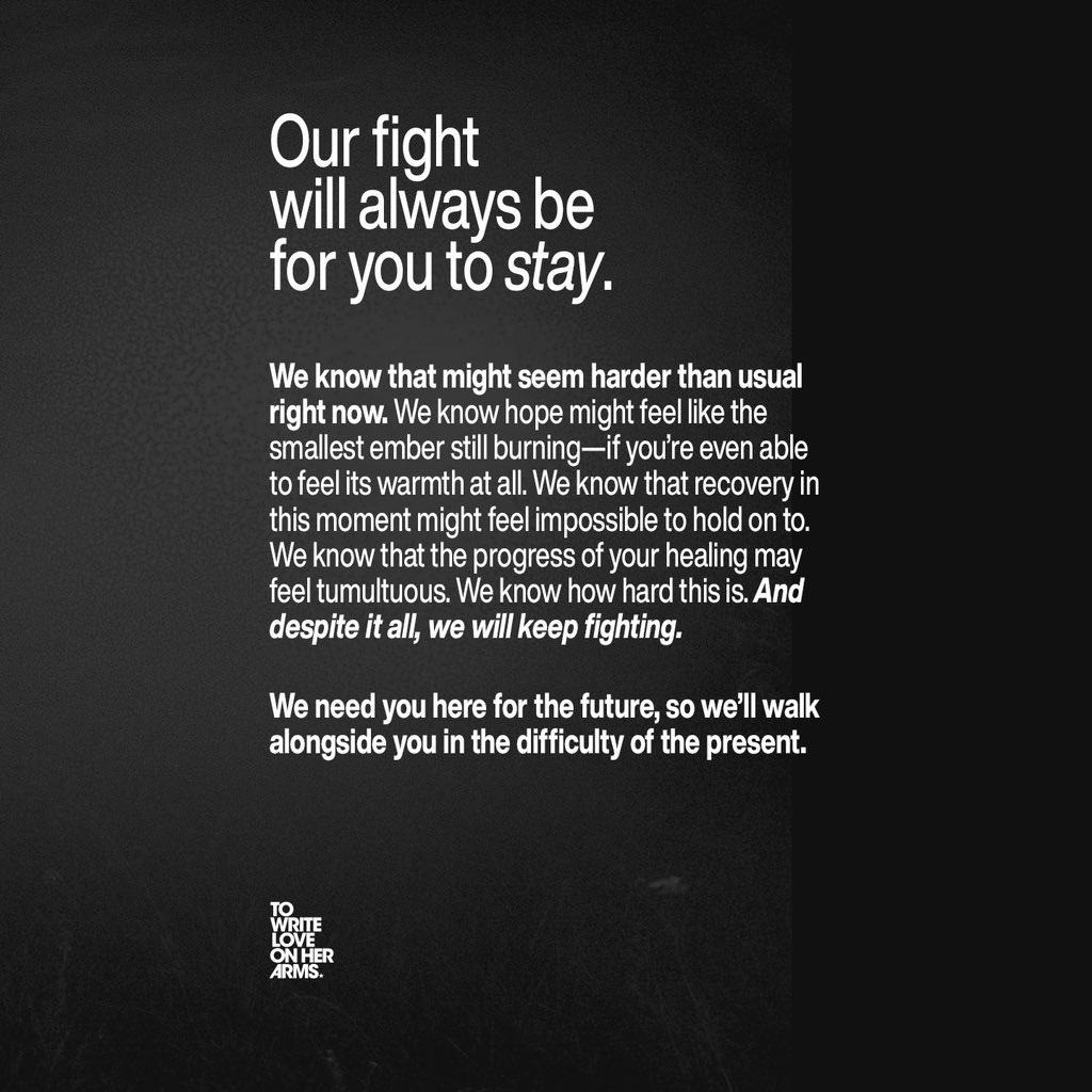 We want you to know that hidden in the darkest corners, under the heaviest weight, there are communities of people who DO care. Including this one right here. This grief will turn into action. A world that is kind, hopeful, and loving still exists.

Talk to your people today.