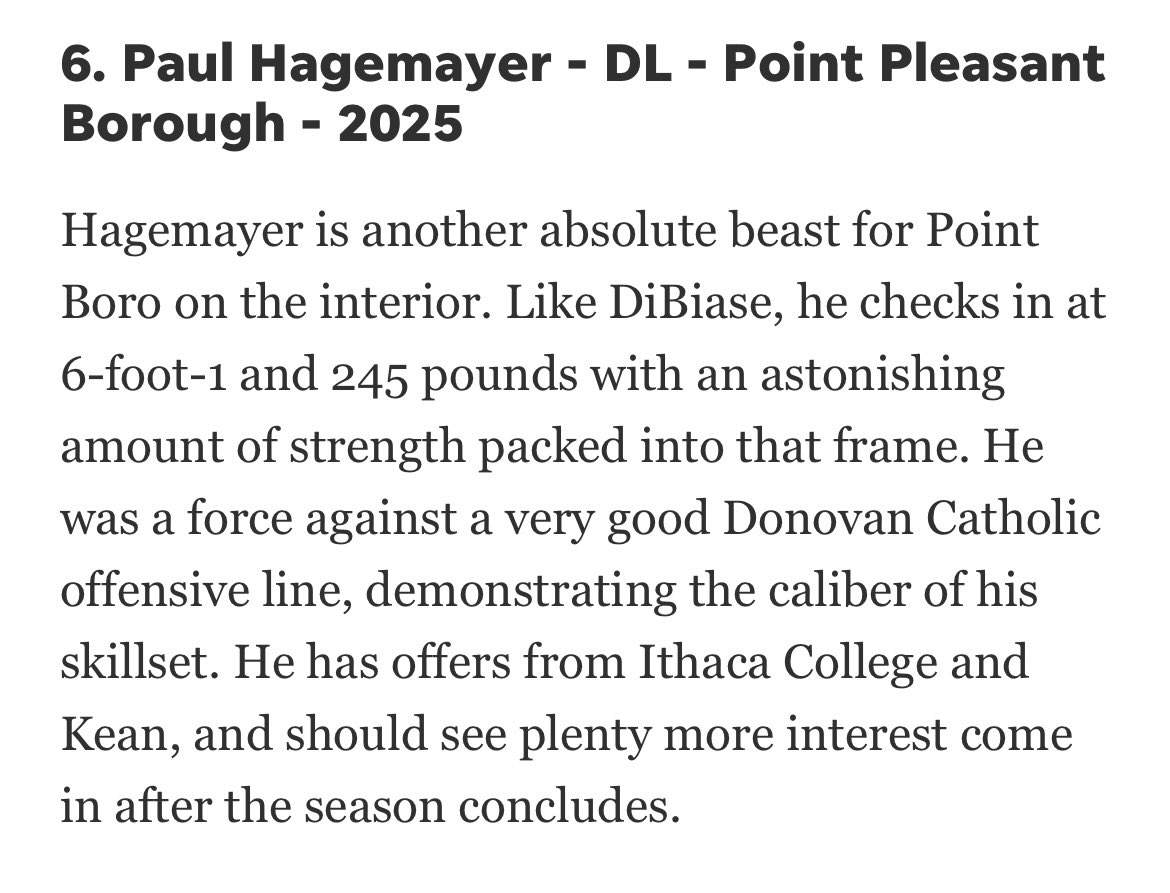 Proud to be named the sixth best dlineman in the shore! <a href="/PtBoroFootball/">Point Boro Football</a> <a href="/BrianStaub4/">Brian Staub</a>