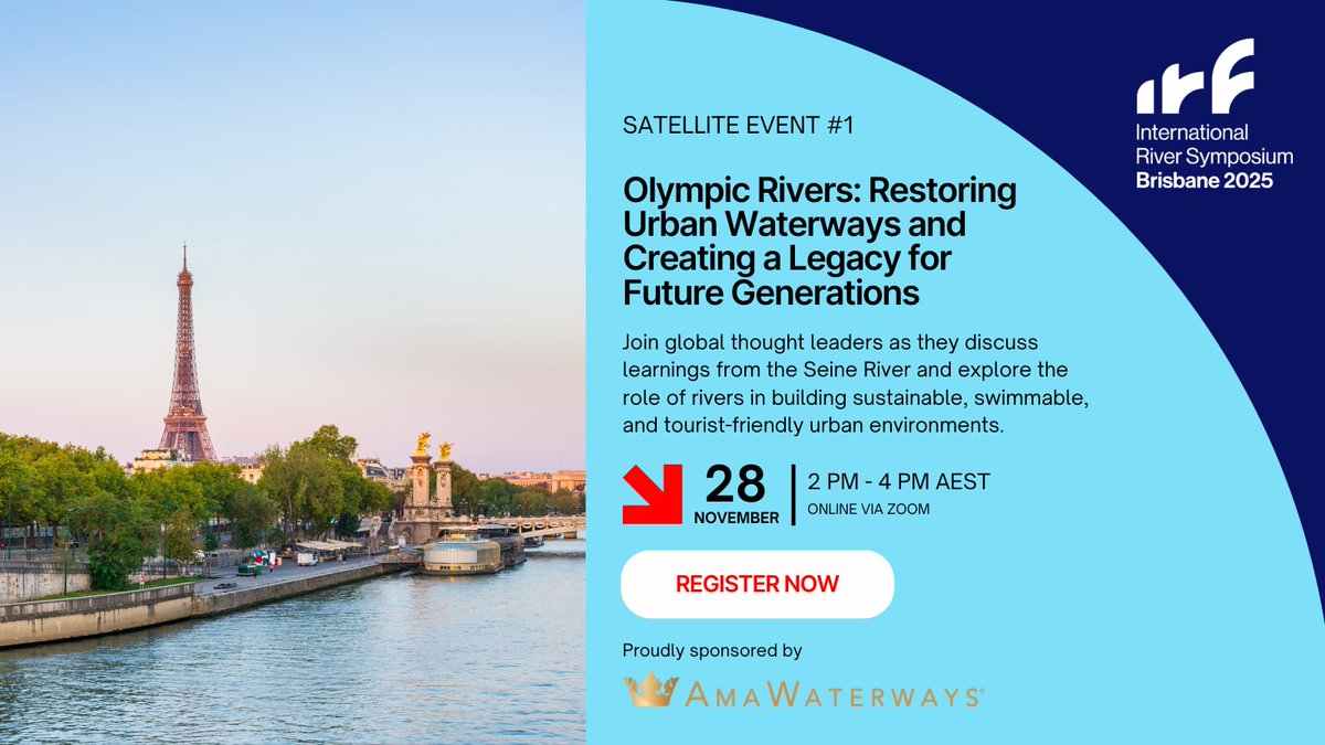 Join us for the first satellite event in the lead-up to #IRS2025, focused on thought-provoking discussions around #OlympicRivers on November 28, 2024, from 2 - 4 PM (AEST). Click the link below 👇 to secure your ticket now. Hurry, spots are limited!
eventbrite.com.au/e/106184392676…