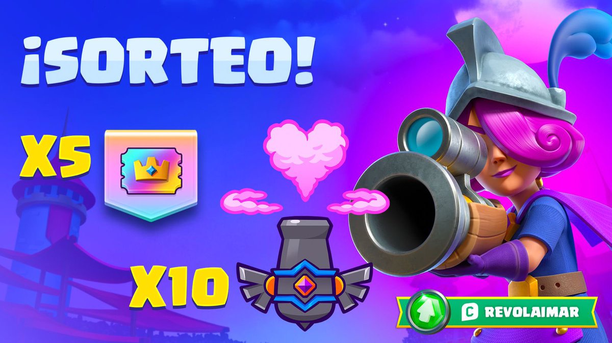RevolAimar (@revolaimar) on Twitter photo 🎟️Sorteo 5 pases diamante y 10 Emotes Exclusivos
🎁15 Ganadores
📝Requisitos:
✅Sígueme <a href="/RevolAimar/">RevolAimar</a>
✅ RT 🔄Like ♥️ y comenta tu carta favorita
✅Etiqueta a una persona
⌛Termina el 14/11/2024
♥Usar el código RevolAimar aumenta tu aura😊
#ClashRoyale #MusketsAtDawnGiveaway 🎟️Sorteo 5 pases diamante y 10 Emotes Exclusivos
🎁15 Ganadores
📝Requisitos:
✅Sígueme <a href="/RevolAimar/">RevolAimar</a>
✅ RT 🔄Like ♥️ y comenta tu carta favorita
✅Etiqueta a una persona
⌛Termina el 14/11/2024
♥Usar el código RevolAimar aumenta tu aura😊
#ClashRoyale #MusketsAtDawnGiveaway