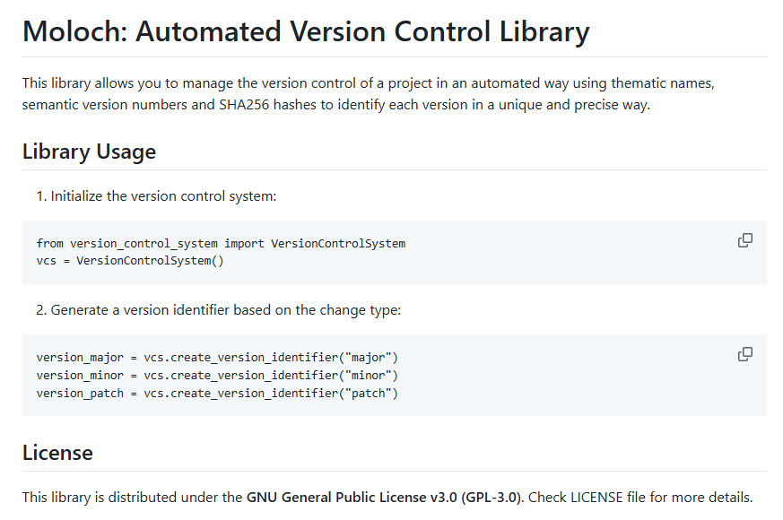 ✅ #Moloch 
#Automated #VersionControl #Library for #Python 

I'm currently using it internally but I have decided to release it. It's a pre-release version but maybe it can be useful for you too, as it's for me. 😉

github.com/jamieres/Moloc…