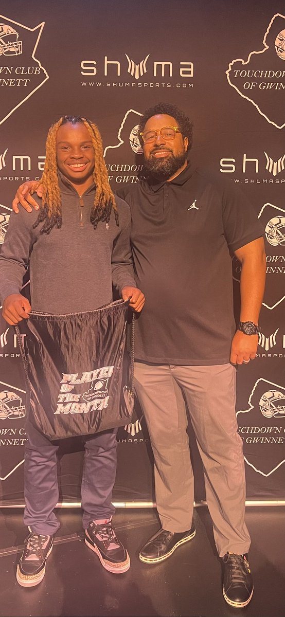 CoachJWinchell's tweet photo. #PraiseYah Congrats to my guy @imKobeRobinson on winning Player of the Month at the Gwinnett County Touchdown Club today. He’s a special young man and 1 heck of an athlete. He’s an Alpha. #More2Come #NorX🏈 We Build Champions 🏆#BIA #BITFW https://t.co/HUyoEtSX8q