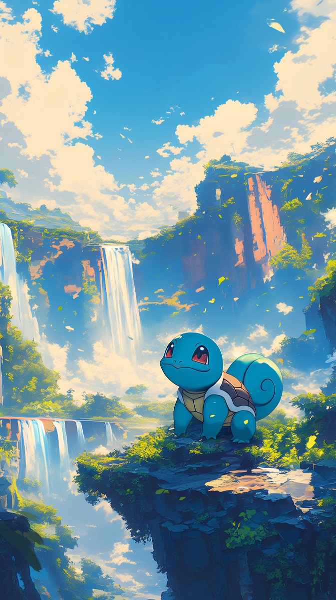senpaimages's tweet photo. Squirtle and the waterfall Wallpaper https://t.co/odnYTcy5uz