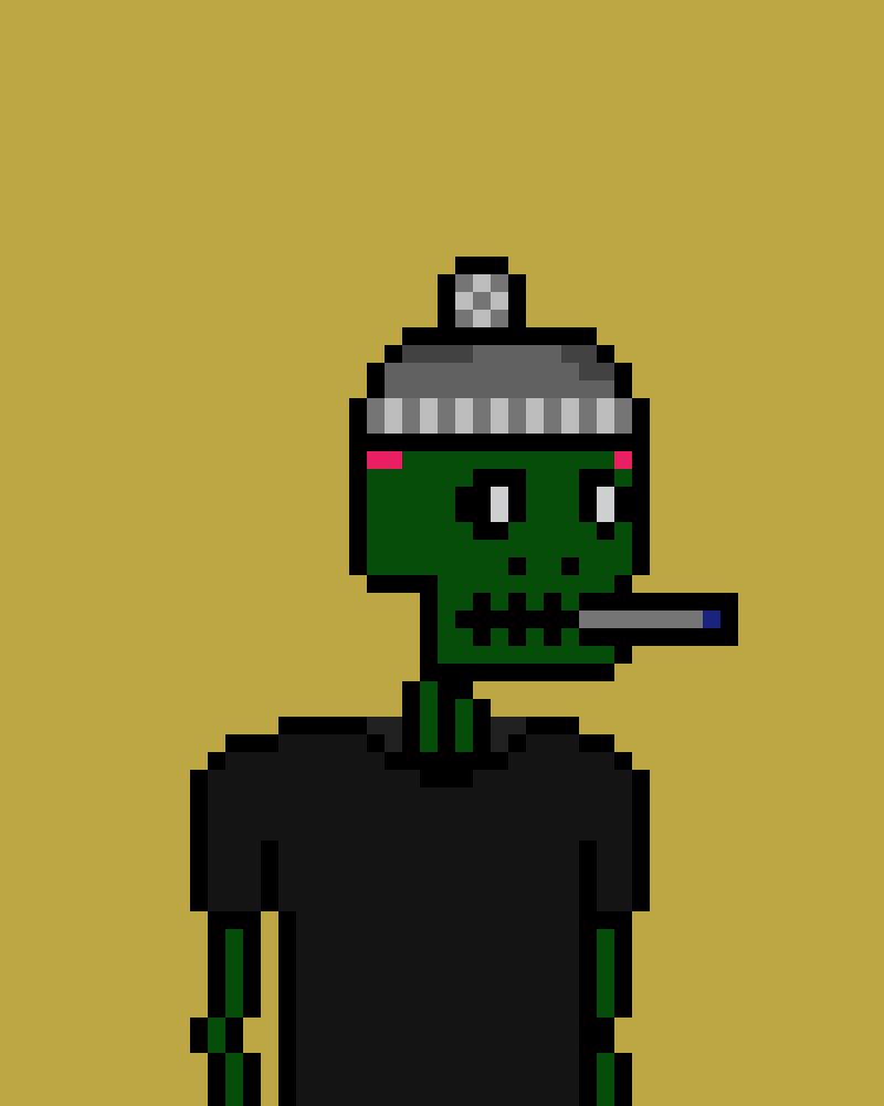 _PixelSkeletons's tweet photo. The Guardian of Frozen Smoke❄️
💀This green skeleton is wearing a cold-weather hat and a black t-shirt, while he smokes silently.
His icy gaze reveals hidden secrets.🧊☠️
#NFT #NFTcollectibles #NFTGiveaway #NFTCommunity #NFTartists #nftcollectors #NFTcollection #NFTs #CryptoArte https://t.co/jgKB6OhXy9