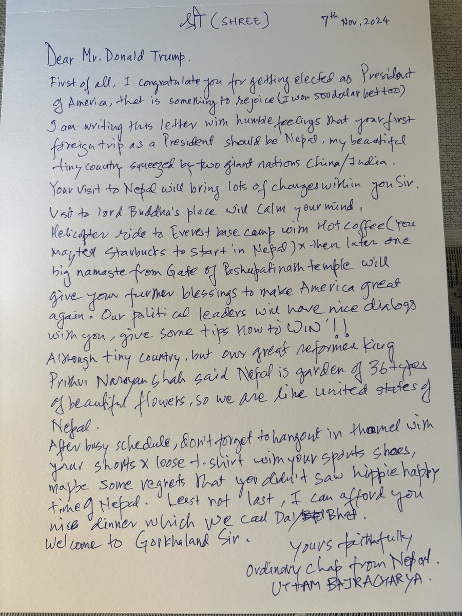uttambajra78742's tweet image. posting letter to white house