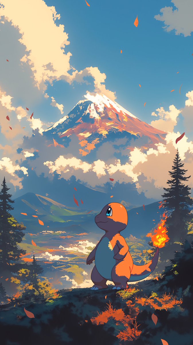 senpaimages's tweet photo. Charmander and Fujisan Wallpaper https://t.co/wwxRmGVEZy