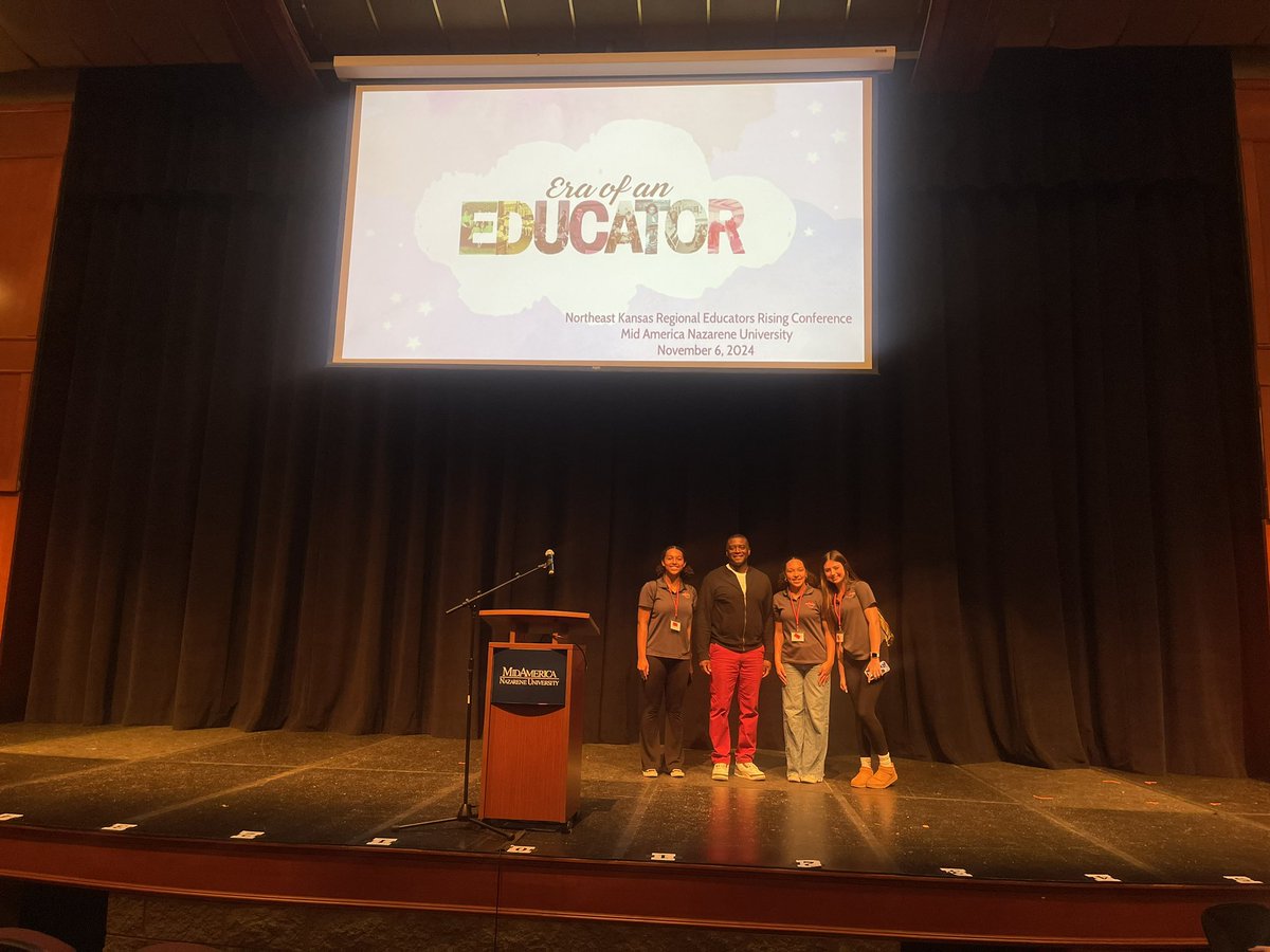 Wow! <a href="/OlatheEastHawks/">Olathe East High School</a> <a href="/OlatheSouthHS/">Olathe South HS</a> your Educators brought it today! <a href="/OEHawksFootball/">Olathe East Football</a> and <a href="/OSHScheer/">OS CHEER </a> shared where they are in their current era as an educator and their hopes for future eras! Thanks for inspiring <a href="/edrisingks/">Educators Rising Kansas</a> students <a href="/MNU_SOE/">MNU School of Ed</a> today! 

#edrising #eraofeductor