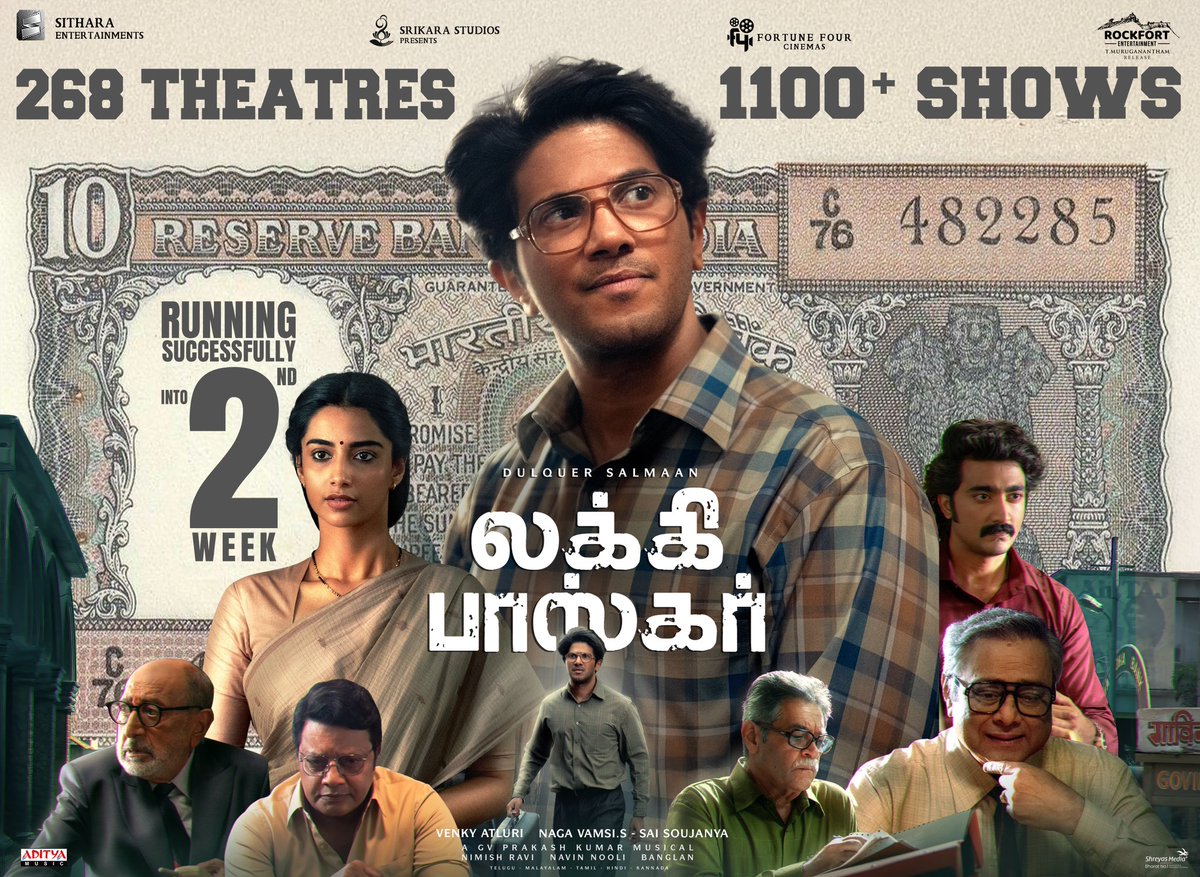 RockFort Entertainment (@rockfortent) on Twitter photo The #LuckyBaskhar storm continues to gain momentum as exhibitors are experiencing a huge demand for the film.Due to this overwhelming response, We are screening in 268 theaters & 1100+ shows for #LuckyBaskhar all over Tamilnadu from today. 🔥🔥
<a href="/dulQuer/">Dulquer Salmaan</a> <a href="/SitharaEnts/">Sithara Entertainments</a> <a href="/kbsriram16/">Sriram</a> The #LuckyBaskhar storm continues to gain momentum as exhibitors are experiencing a huge demand for the film.Due to this overwhelming response, We are screening in 268 theaters & 1100+ shows for #LuckyBaskhar all over Tamilnadu from today. 🔥🔥
<a href="/dulQuer/">Dulquer Salmaan</a> <a href="/SitharaEnts/">Sithara Entertainments</a> <a href="/kbsriram16/">Sriram</a>