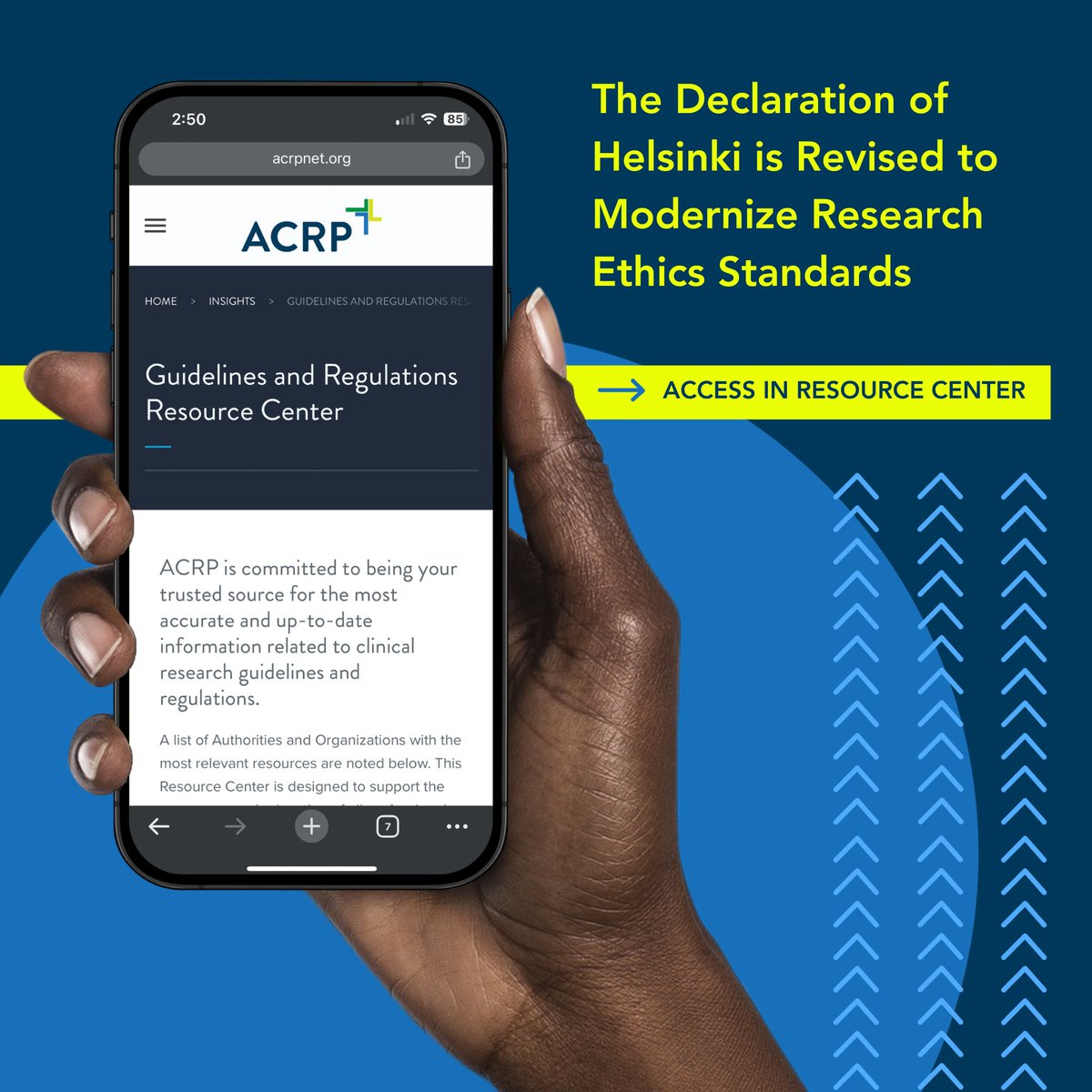 ACRPDC's tweet image. The anticipated revision for the #DeclarationOfHelsinki is here. The link to the World Medical Association can be accessed in ACRP&apos;s Guidelines and Regulations Resource Center &amp;gt; bit.ly/4eW5AgM

#ICH #ICHguidelines #ICHE6R3 #ClinicalResearch #ClinicalTrials #ACRP
