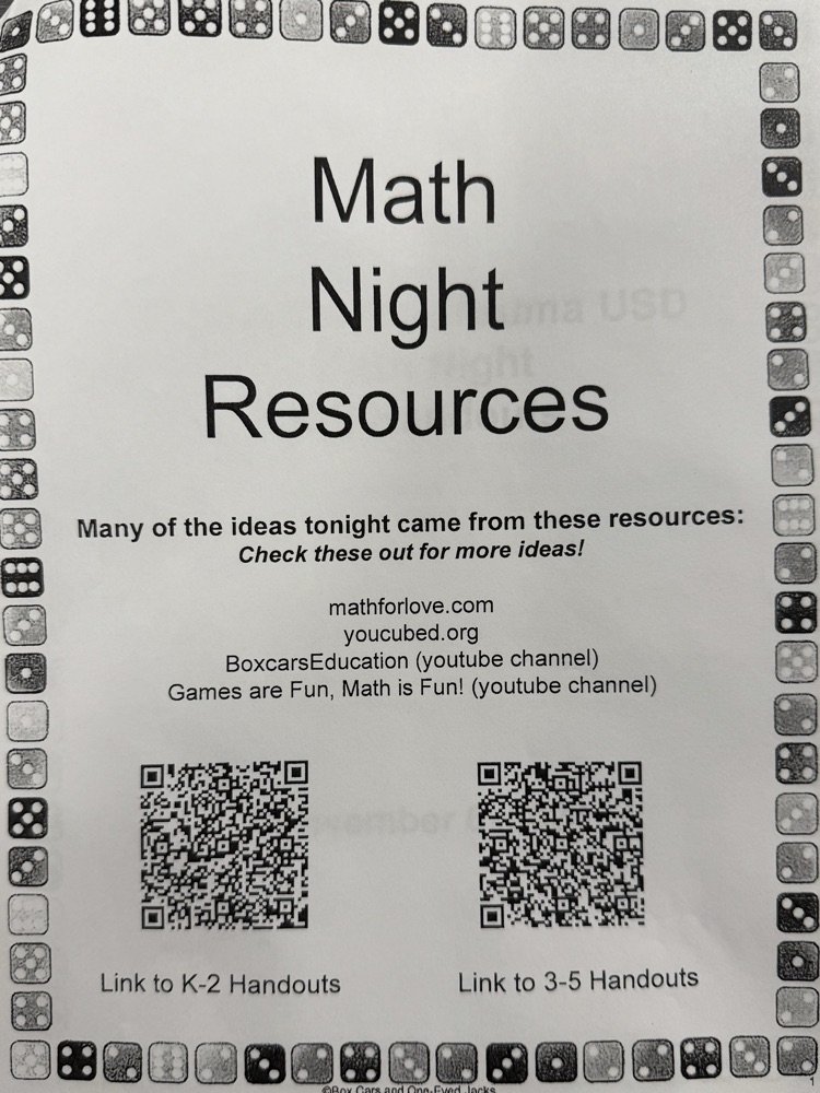 Lots of fun happening at our VCPUSD Math Family Learning Night.  A great time for families to work with our staff learning math games. Check out our resources: K-2 tinyurl.com/vcmathnightk2 3-5 tinyurl.com/vcmathnight35 #ValleyCenterPaumaUnified #VCPUSD #ValleyCenterSchools