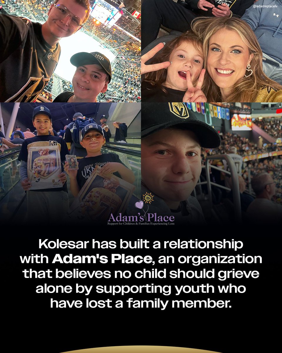 NHLPR's tweet photo. Keegan Kolesar is positively impacting the lives of youth in Las Vegas who are dealing with grief through his work with Adam’s Place. Helping kids cope with loss is a cause particularly meaningful to the Golden Knights forward after losing his father.

The positive role model will be one the ice tonight on @Sportsnet and @TVASports.