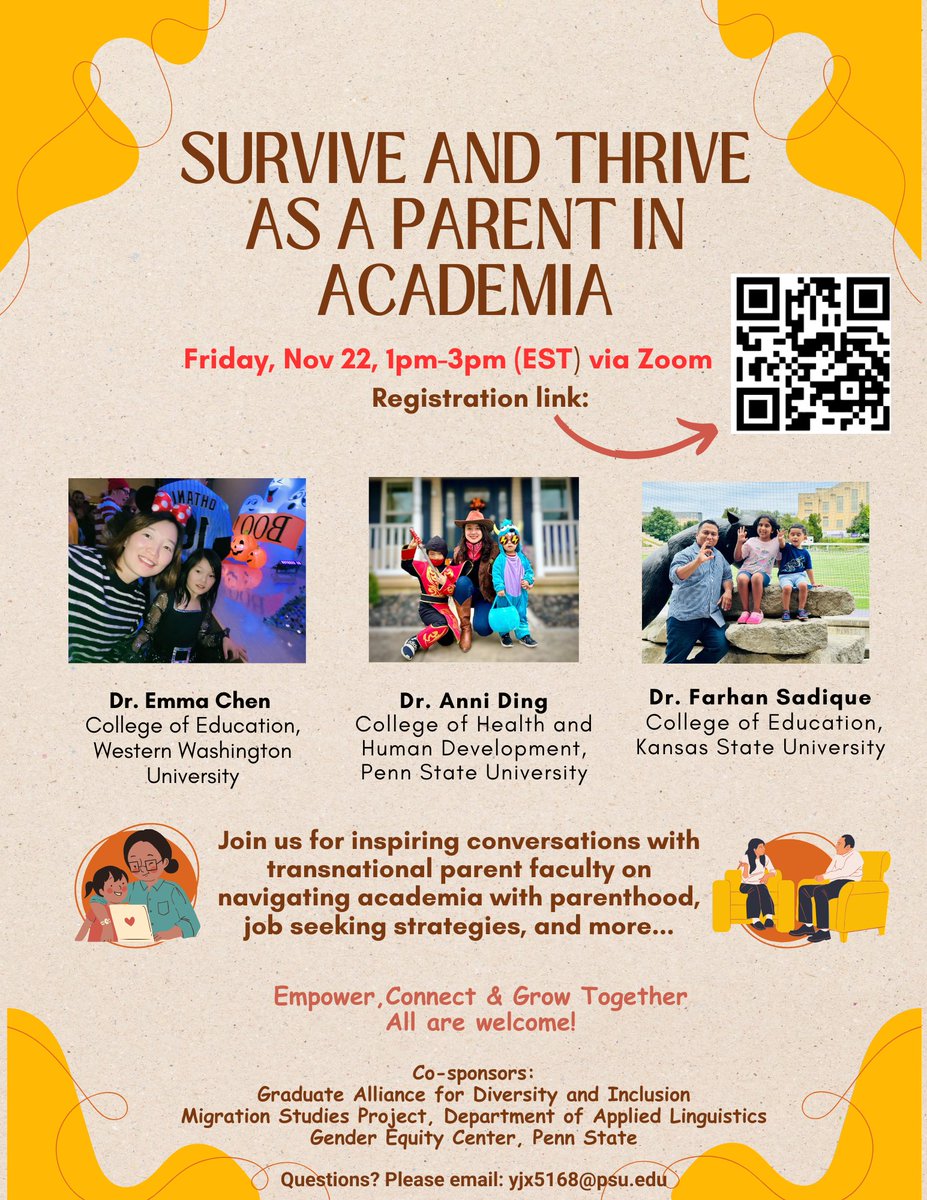 📢As a doctoral student and mother, I’m organizing this event to bring together transnational faculty <a href="/EmmaXChen1/">Dr. Emma Chen 陈星</a> and graduate students to build a supportive space for solidarity in academia. All are welcome!💚
#ParentScholars #Academic Life # SupportNetwork #EquityInAcademia